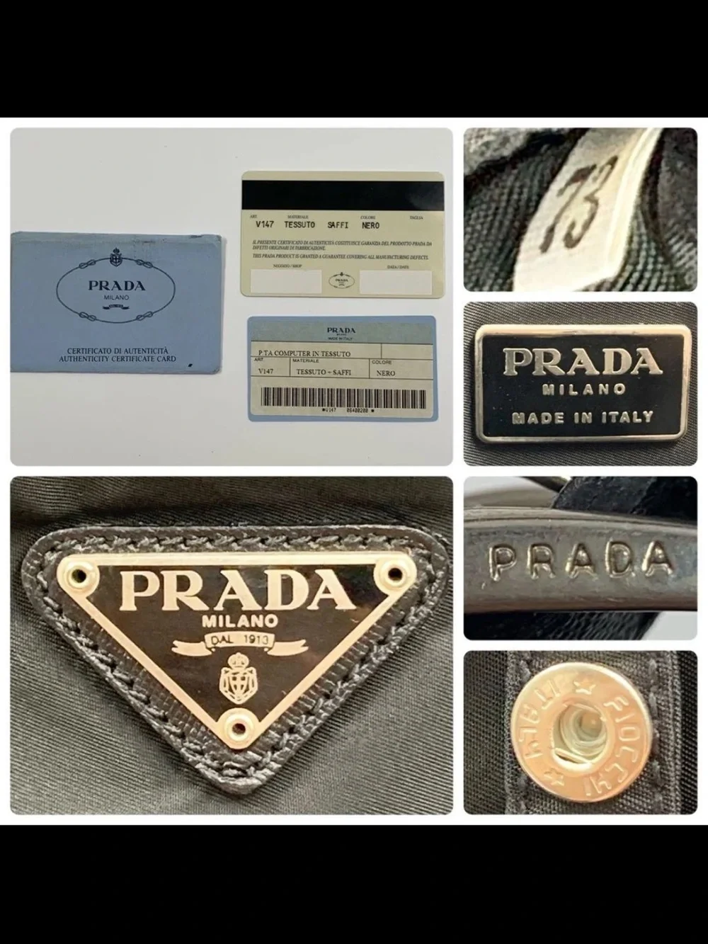Prada Black Nylon Laptop Briefcase with Shoulder Strap